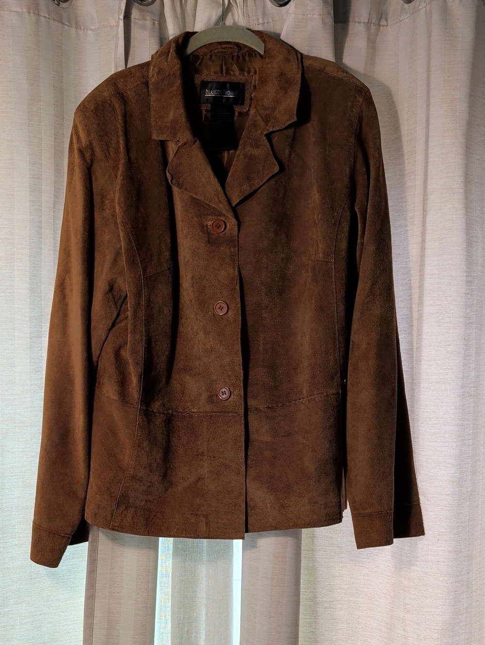 Brandon Thomas Chocolate Brown Suede Button-Front Jacket